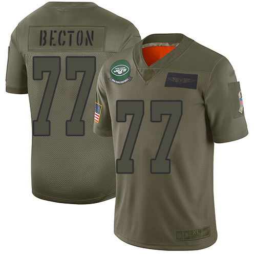 Nike Jets #77 Mekhi Becton Camo Youth Stitched NFL Limited 2019 Salute To Service Jersey
